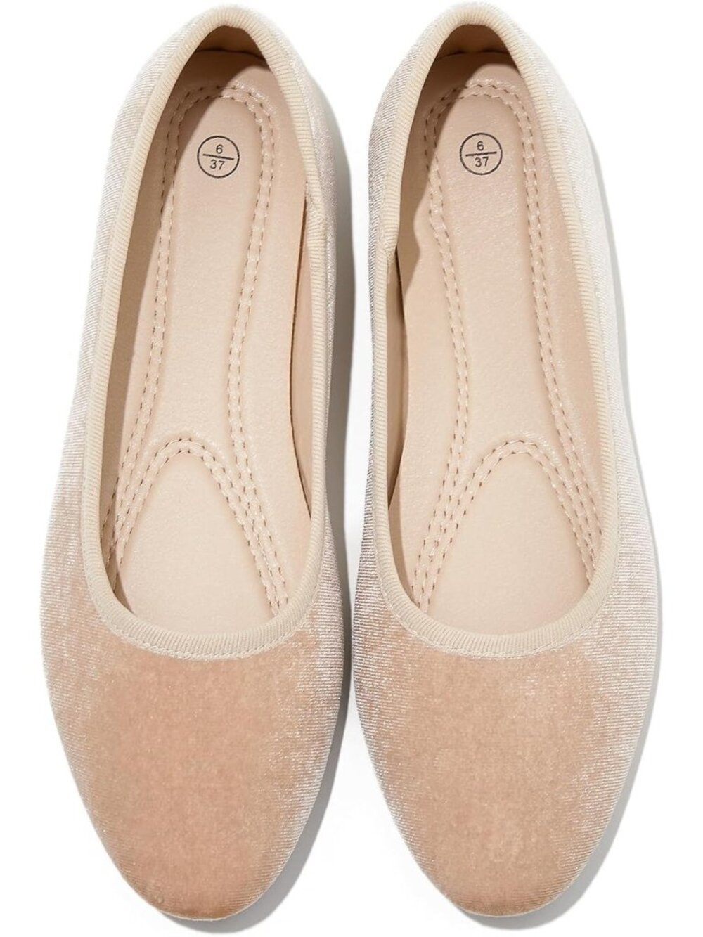 Women's Nude Velvet Ballet Flats Casual Dress Shoes Soft Slip On Comfortable